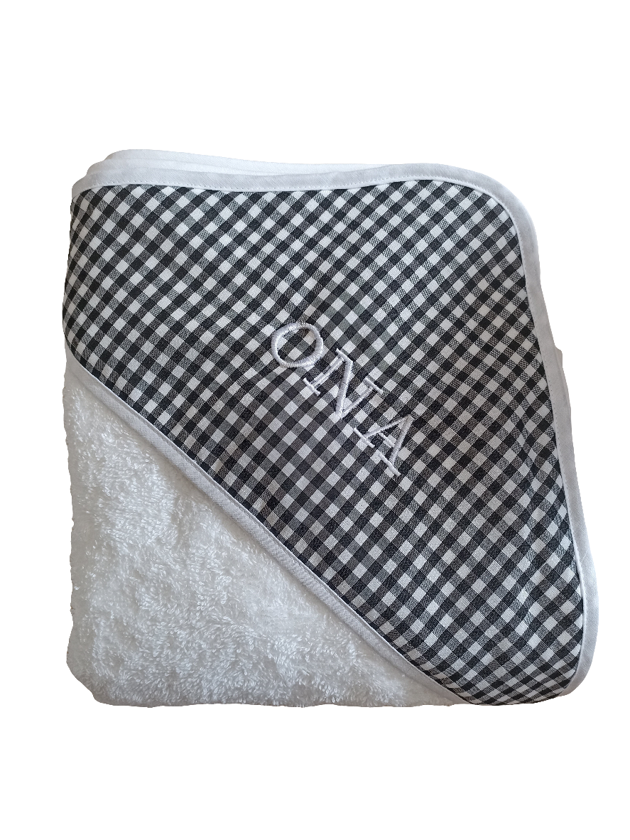 Capa baño cuadro Vichy negro personalizada