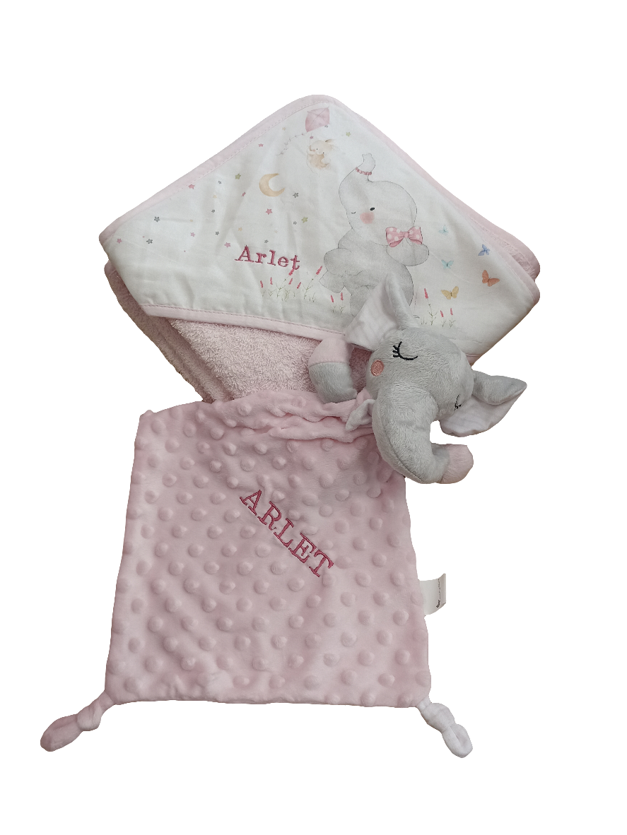 Toalla con dou-dou rosa elefante