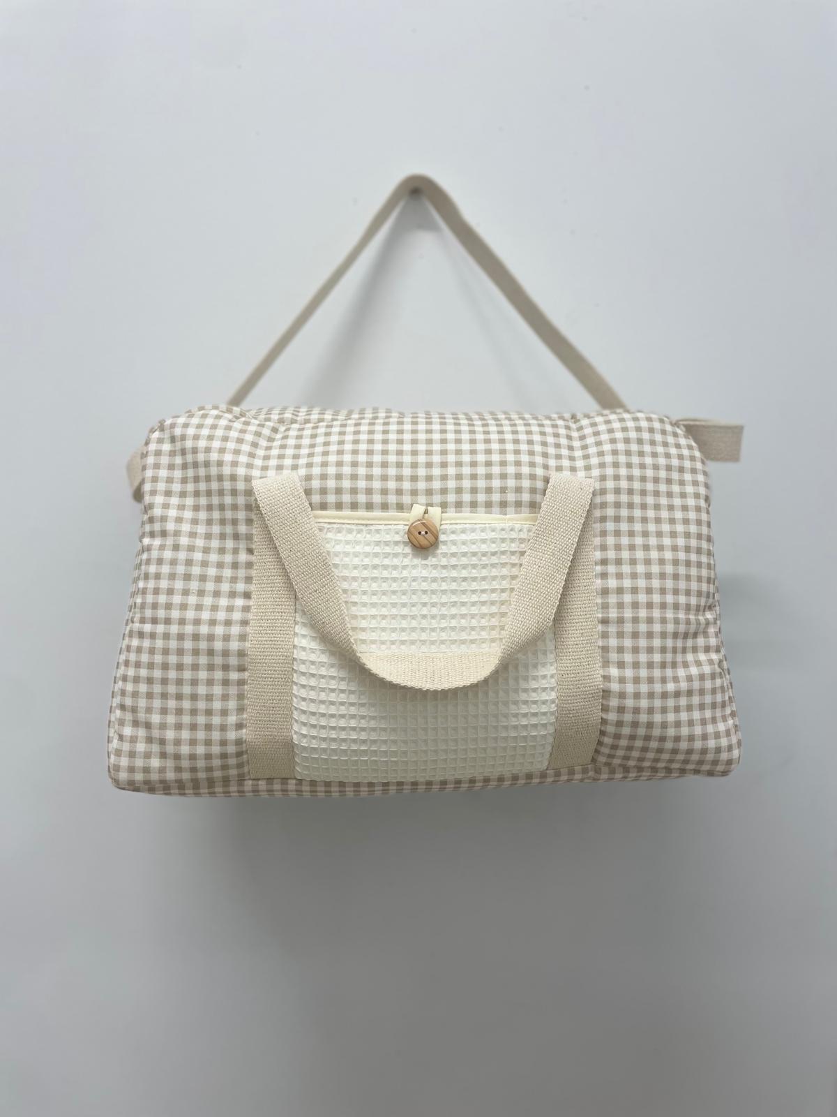 Bolso maternal cuadro Vichy marrón