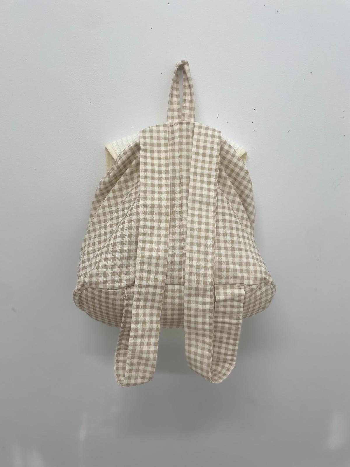 Mochila tela cuadro Vichy marrón gofre