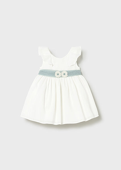 Vestido blanco lazo verde
