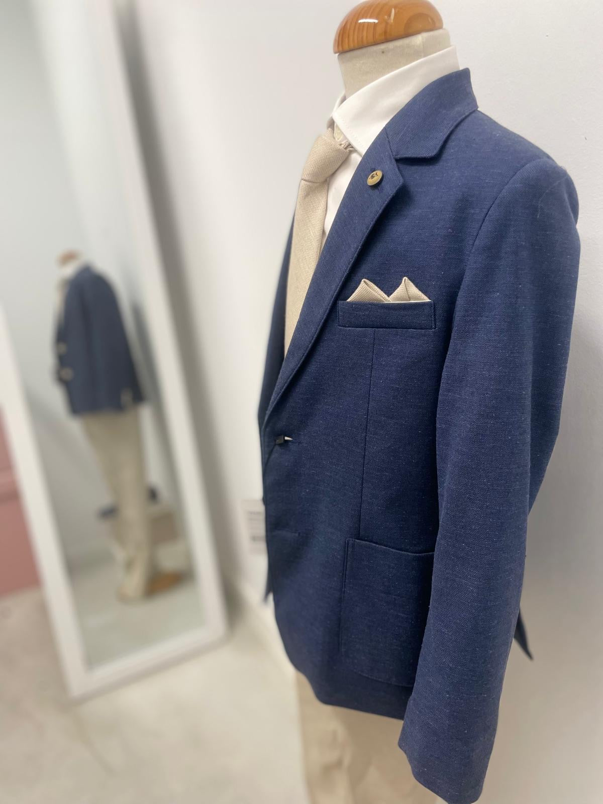 TRAJE LINO AMERICANA AZUL