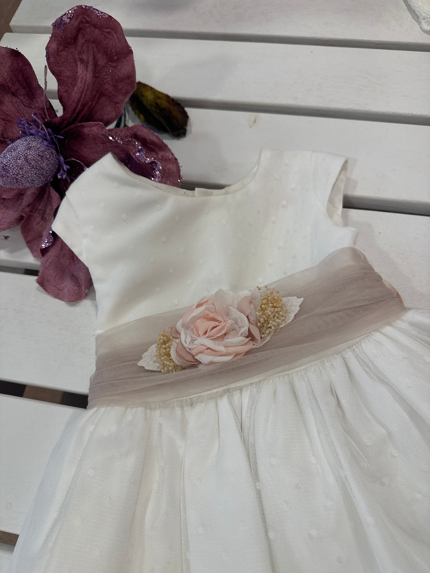 Vestido 35180 lazo marrón