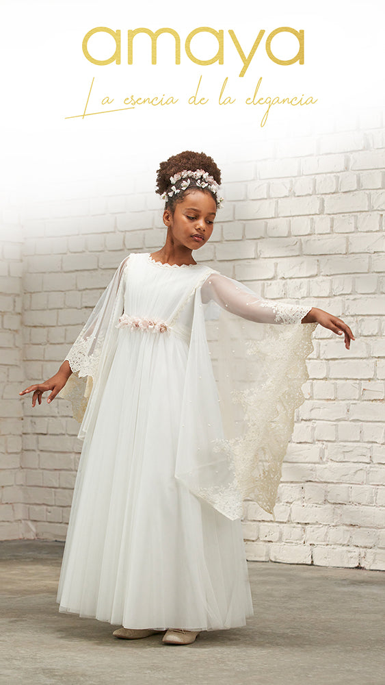 VESTIDO COMUNION MANGAS ESPECTACULAR