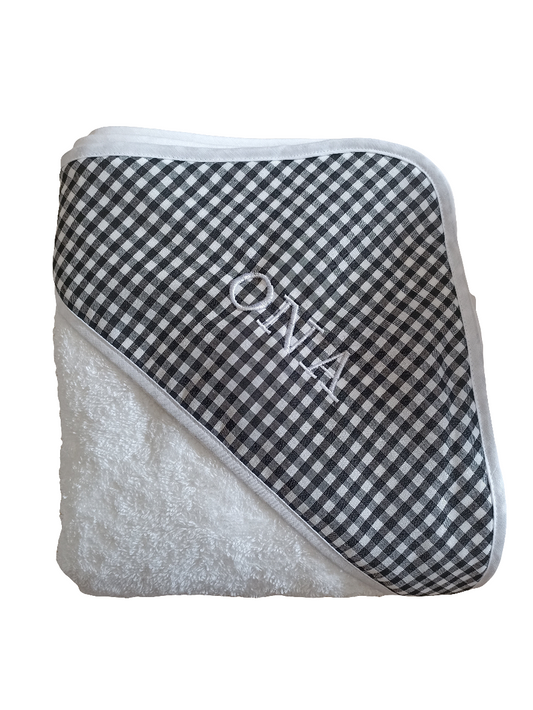 Capa baño cuadro Vichy negro personalizada