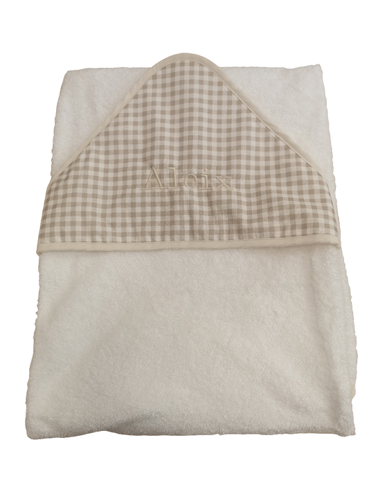 Capa baño cuadro Vichy marrón personalizada