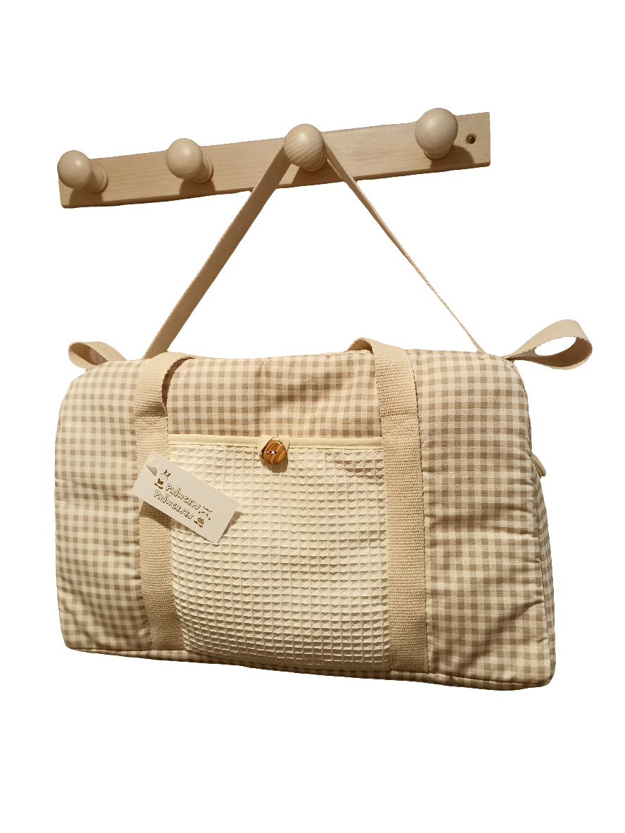 Bolso maternal cuadro Vichy marrón