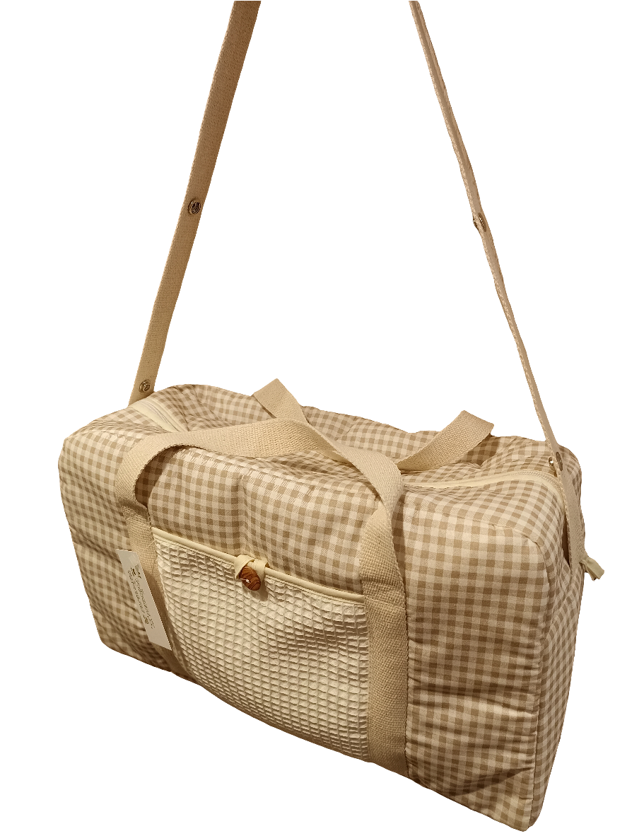 Bolso maternal cuadro Vichy marrón